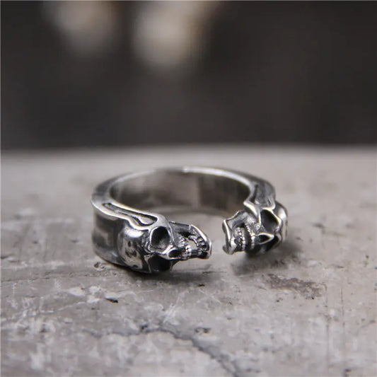 925 Thai Silver Engraved Skull Ring